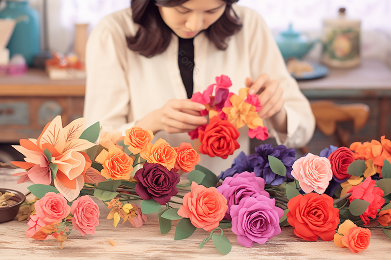 花店插花花艺唯美的插花艺术插画师专注插画特写生活摄影,高清,摄影图,摄影图片,图片大全,摄影图免费下载